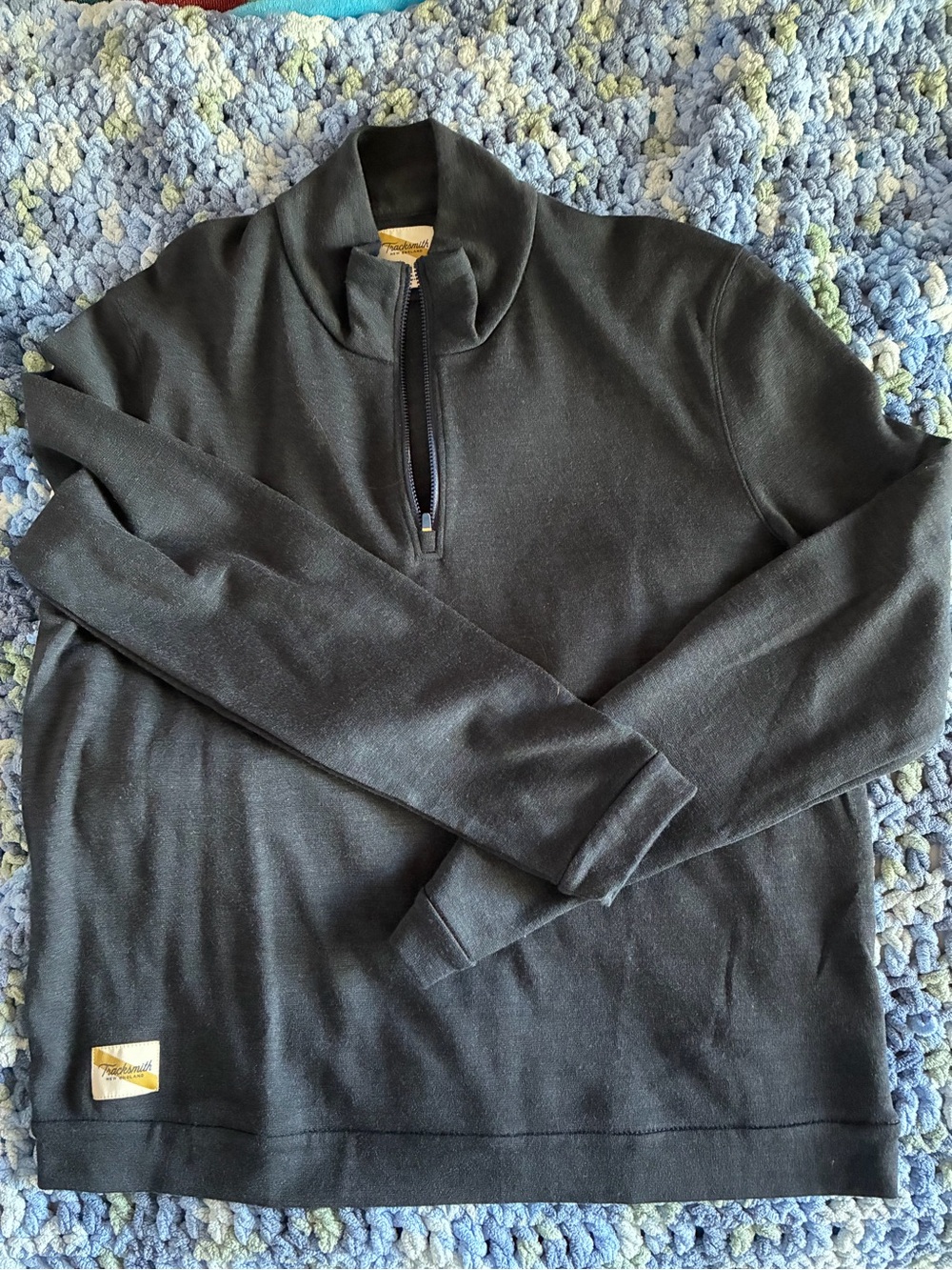 Tracksmith Men’s Downeaster Quarter Zip Merino jacket navy size XL new with tags